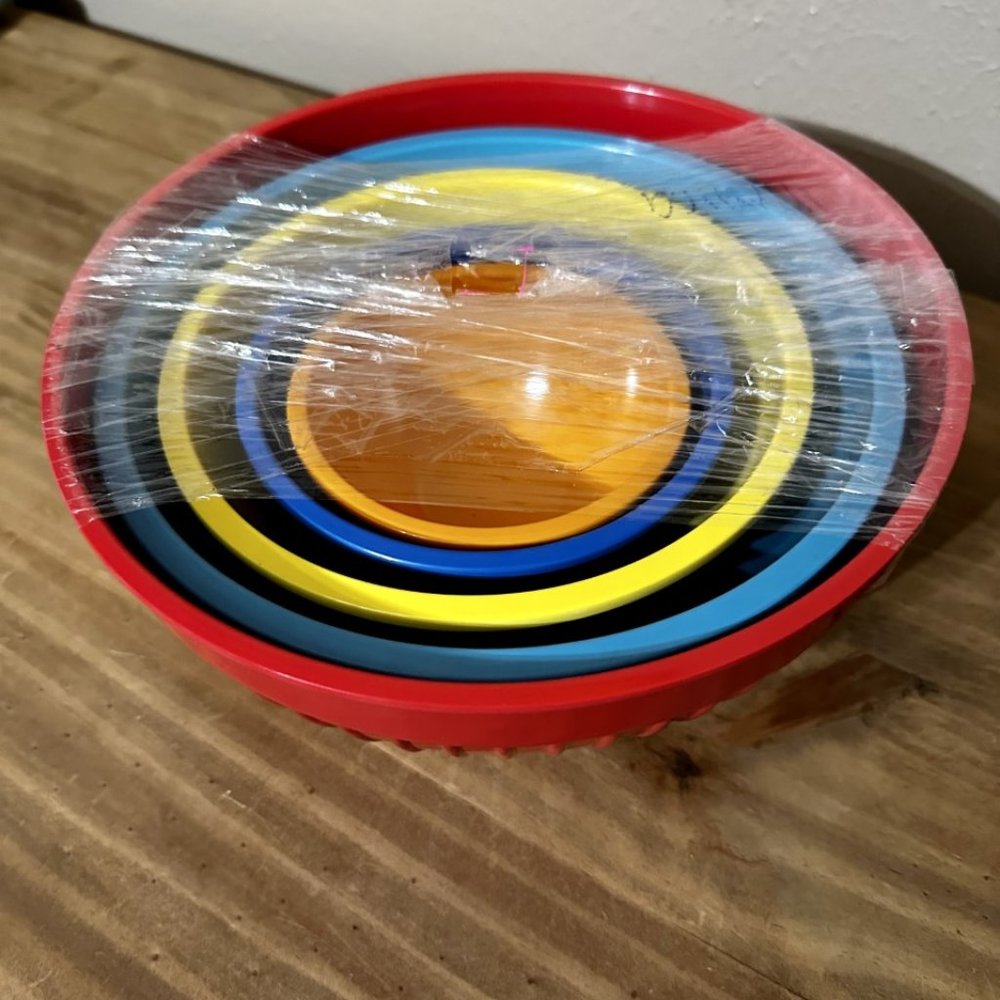 VINTAGE Oggi Bowls Nesting Mixing Set 5 Rainbow Colors Melamine Ribbed Bowls